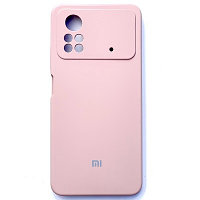 Силиконовый чехол с микрофиброй Silicone Case светло-розовый для Xiaomi Poco X4 Pro