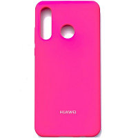 Силиконовый чехол с микрофиброй Silicone Case ярко-розовый для Huawei P30 Lite