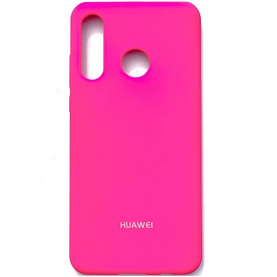 Силиконовый чехол с микрофиброй Silicone Case ярко-розовый для Huawei P30 Lite - фото 1 - id-p186523154