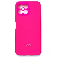 Силиконовый чехол с микрофиброй Silicone Case ярко-розовый для Honor X8