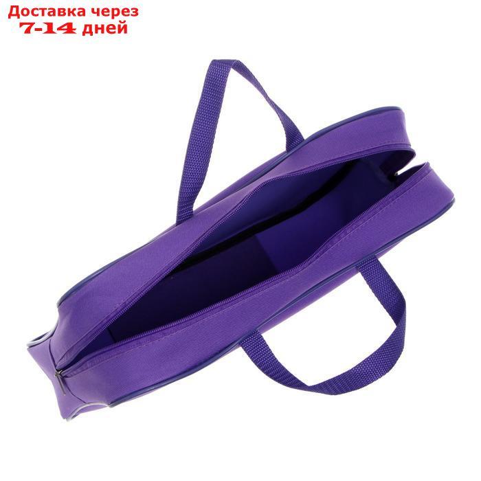 Папка с ручками текстиль А4, 80 мм, 340 х 260 мм, "Офис", 1Ш48, с внутренним карманом, цвет фиолетовый - фото 3 - id-p186413977