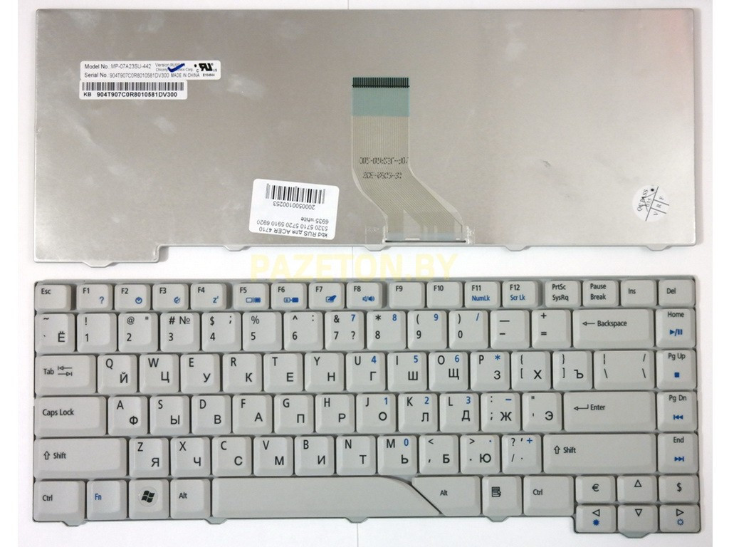 Клавиатура для ноутбука Acer Aspire 4720 4720G 4720ZG 4910 белая