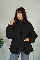 Женская осенняя черная куртка LadisLine 1388 черный 46р.