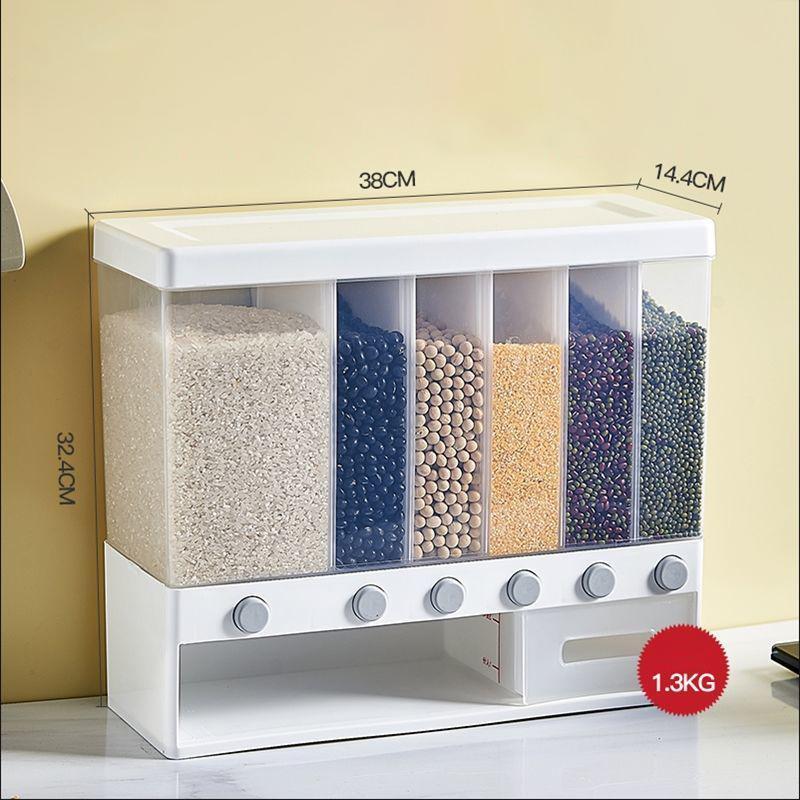 Кухонный органайзер для хранения сыпучих продуктов с шестью секциями Multifunctional household rice bucket - фото 4 - id-p186598732