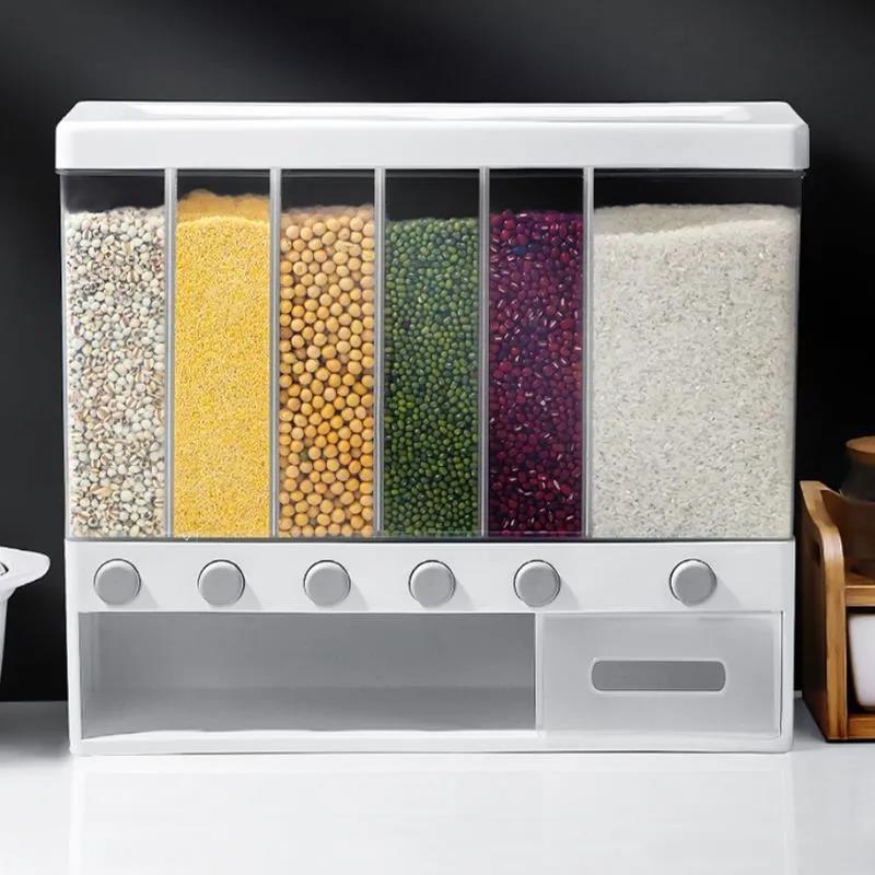Кухонный органайзер для хранения сыпучих продуктов с шестью секциями Multifunctional household rice bucket - фото 7 - id-p186598732