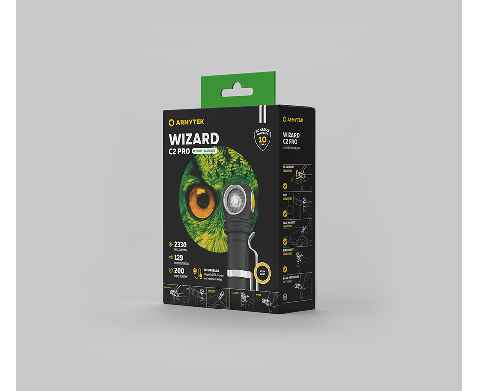Фонарь Armytek Wizard C2 Pro Magnet USB Теплый - фото 3 - id-p186573050