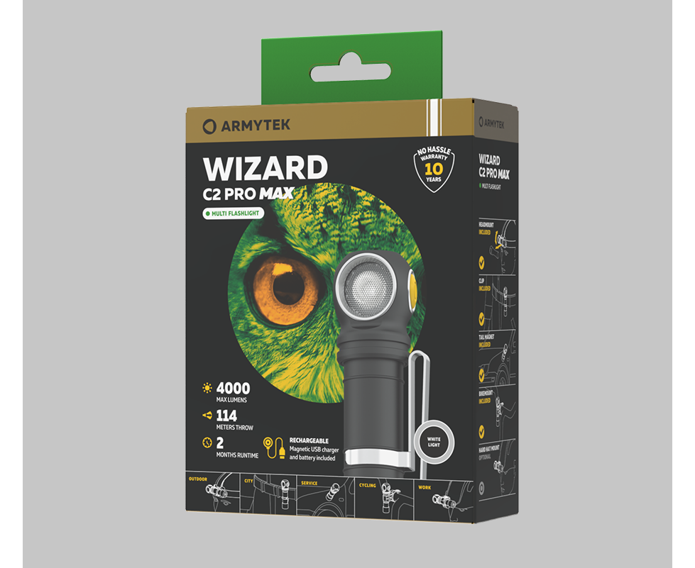Фонарь Armytek Wizard C2 Pro MAX Magnet USB Белый - фото 3 - id-p186573051