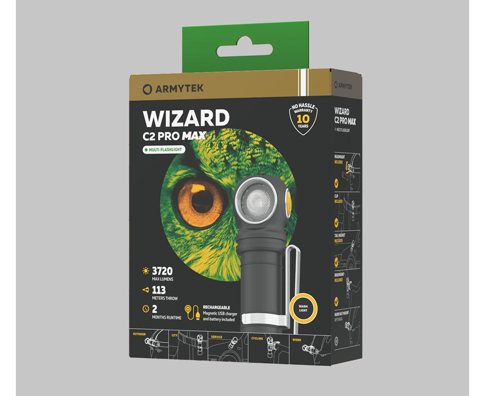 Фонарь Armytek Wizard C2 Pro Max Magnet USB Теплый - фото 4 - id-p186573052