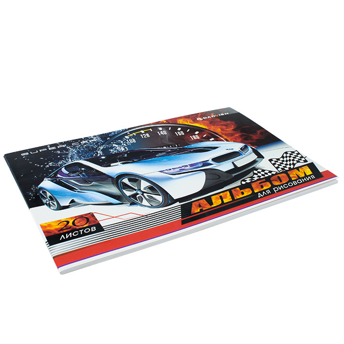 Альбом для рисования 20л на склейке "Super car" 100гр/м2 - фото 3 - id-p186618003