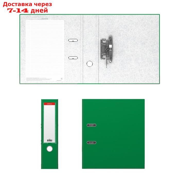 Папка-регистратор А4, 70 мм, "Бизнес", собранный, зелёный, пластиковый карман, металлический кант, картон 2 - фото 2 - id-p175594690