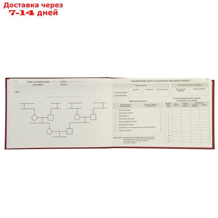 Медицинская карта ребёнка "История развития" А5, 205 х 150 мм, форма 112, красная, твердая обложка, 96 листов - фото 10 - id-p168942228