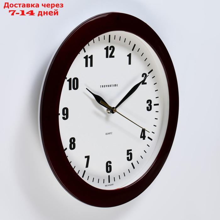 Часы настенные круглые "Необходимость", рама тёмно-бордовая - фото 2 - id-p162309010