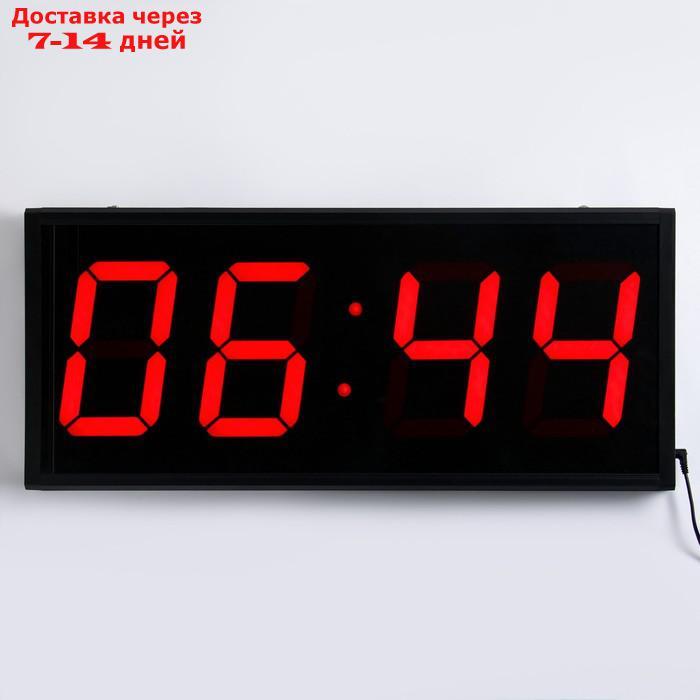Часы настенные электронные, цифры красные, 26х60 см