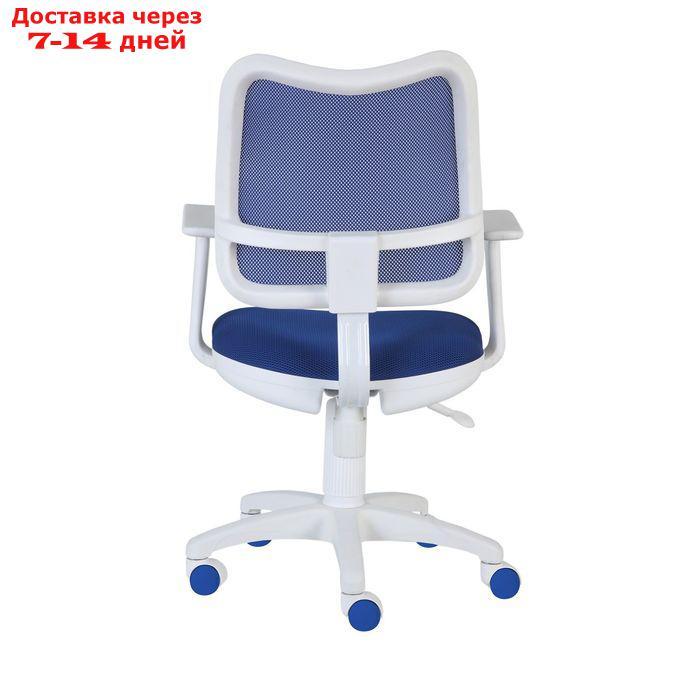 Кресло Бюрократ, с подлокотникам, синий, спинка сетка, белый пластик, CH-W797/BL/TW-10 - фото 2 - id-p185681255