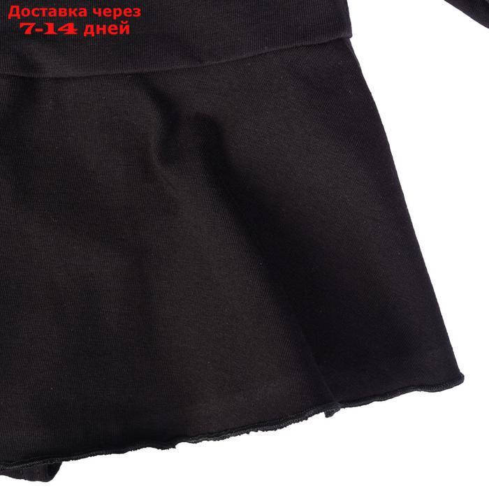 Купальник гимнастический х/б с юбкой, длинный рукав, цвет черный, размер 32 - фото 6 - id-p171431852