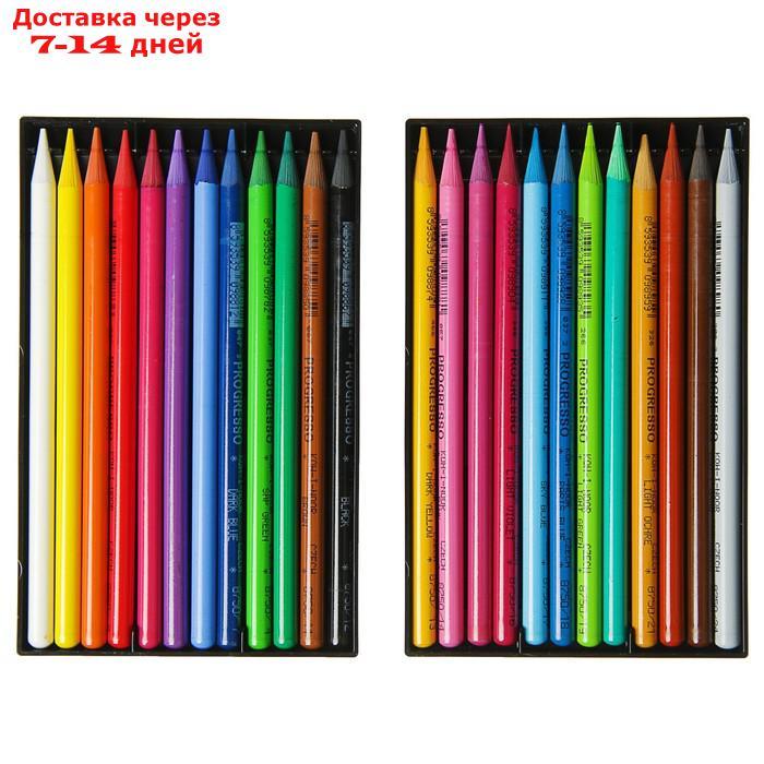 Карандаши художественные 24 цвета, Koh-I-Noor PROGRESSO 8758, цветные, цельнографитные, в картонной коробке - фото 2 - id-p168942012