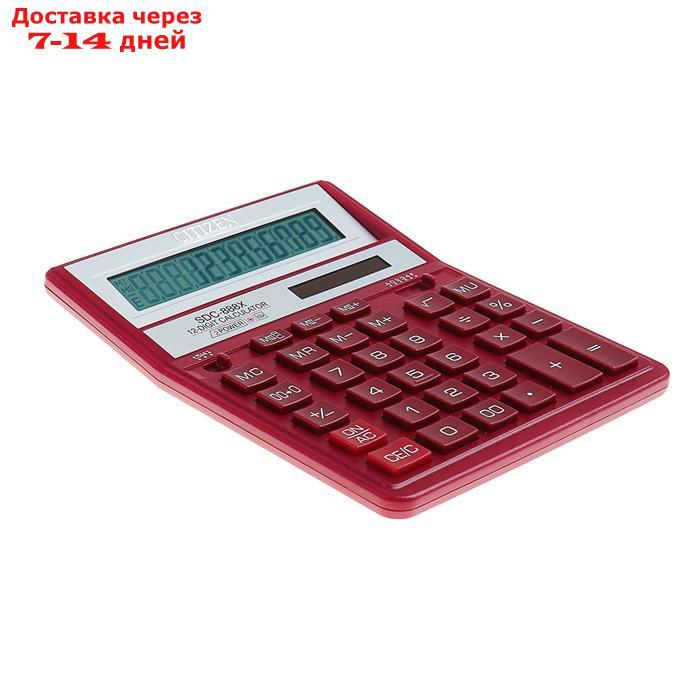 Калькулятор настольный 12-разрядный SDC-888XRD, 158*203*31мм, двойное питание, красный - фото 2 - id-p168941862