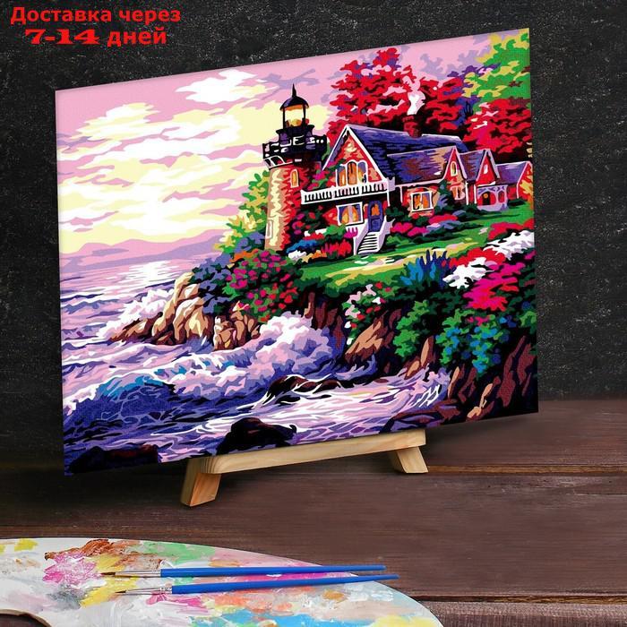 Картина по номерам на холсте 40×50 см "Домик с маяком у моря" - фото 2 - id-p170660266