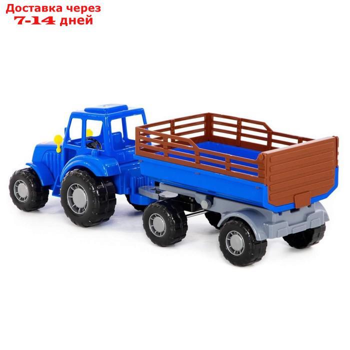 Трактор с прицепом №2, цвет синий (в сеточке) - фото 3 - id-p156271885