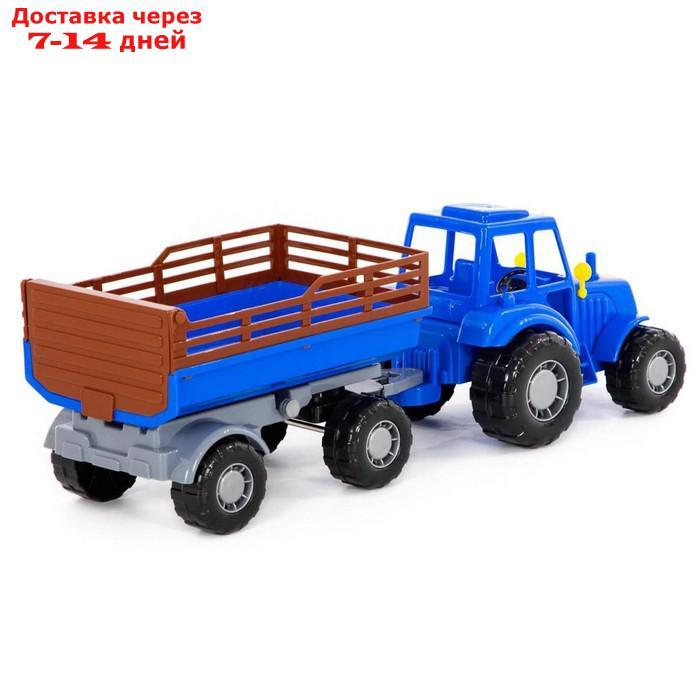 Трактор с прицепом №2, цвет синий (в сеточке) - фото 4 - id-p156271885