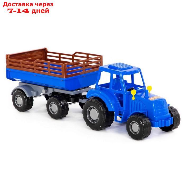 Трактор с прицепом №2, цвет синий (в сеточке) - фото 5 - id-p156271885