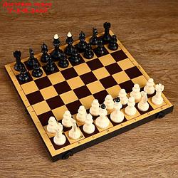 Настольная игра 2 в 1 "Семейная": шахматы обиходные, шашки (доска пластик 30х30 см)
