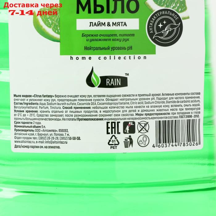 Мыло жидкое антибактериальное Rain Лайм-Мята 5 л - фото 2 - id-p183310698