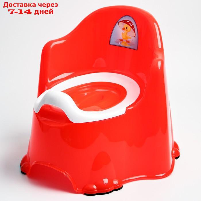 Горшок детский антискользящий "Комфорт" с крышкой, съёмная чаша, цвет красный