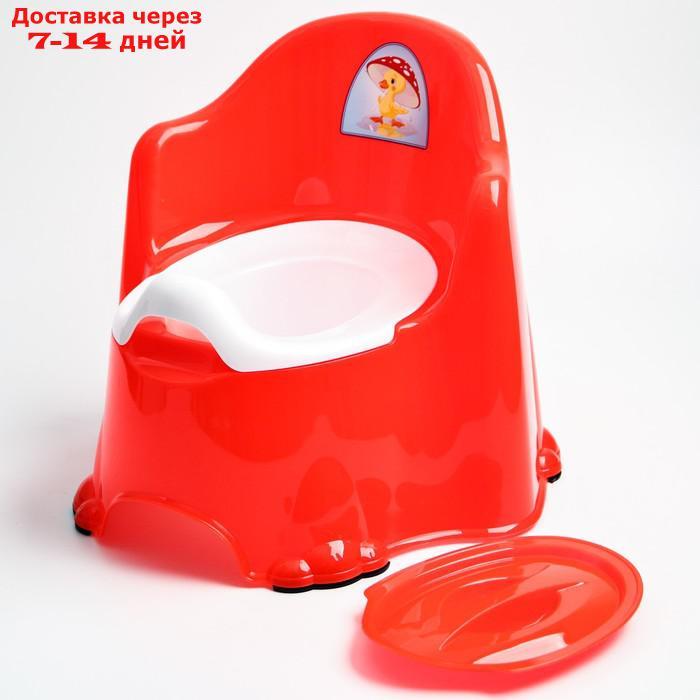 Горшок детский антискользящий "Комфорт" с крышкой, съёмная чаша, цвет красный - фото 2 - id-p153842838