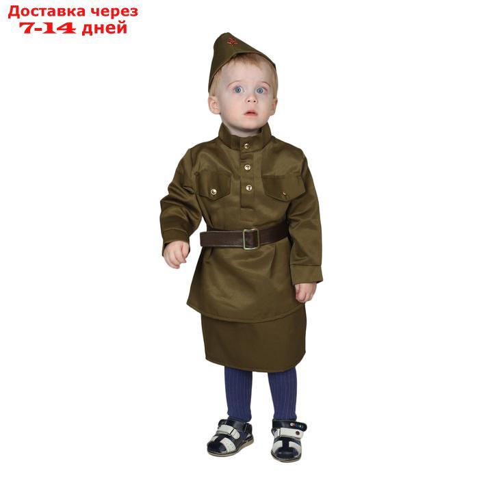 Карнавальный костюм "Солдаточка-малютка", пилотка, гимнастёрка, ремень, юбка, 2-3 года, рост 94-104 см - фото 3 - id-p156246594