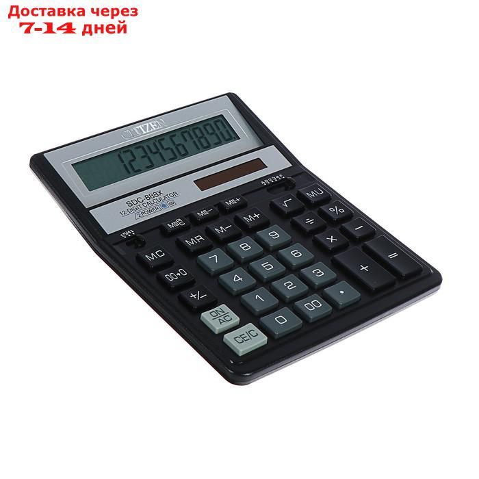 Калькулятор настольный 12-разрядный SDC-888XBK, 158*203*31 мм, двойное питание, черный - фото 2 - id-p168941775