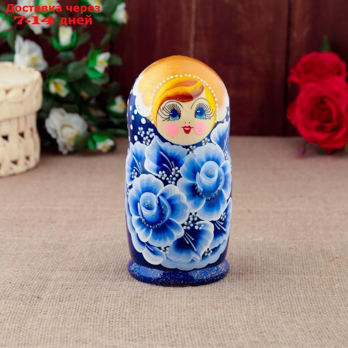 Матрёшка "Гжель", синее платье, 5 кукольная, 15 см - фото 4 - id-p156251480