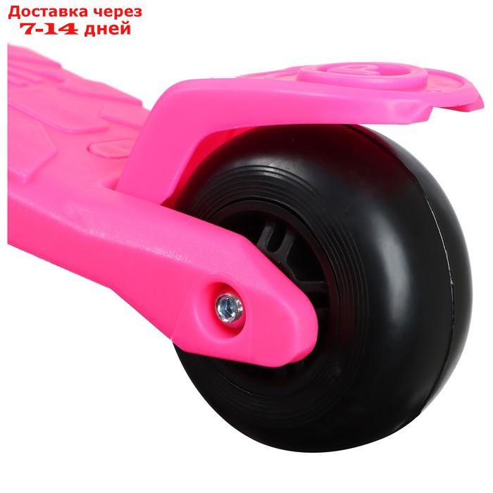 Самокат стальной, колёса световые PU 120/100 мм, цвет розовый - фото 5 - id-p178949722