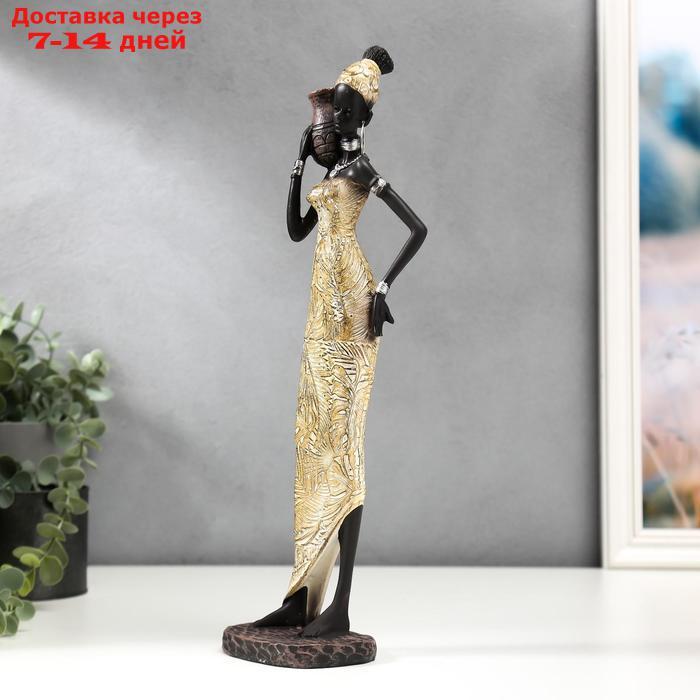 Сувенир полистоун "Африканка с кувшином в платье с пальмовыми листьями" МИКС 34,5х9,5х7,4 см 51204 - фото 3 - id-p172346471