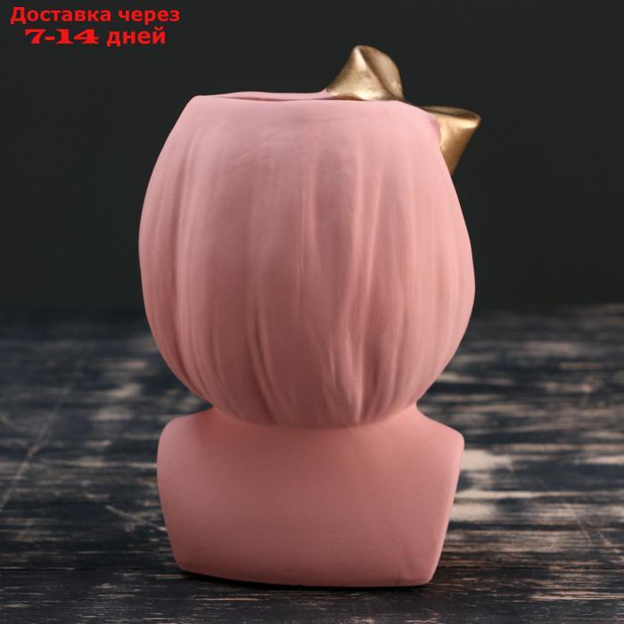 Кашпо керамическое "Девочка с золотым бантом", розовое 19*9см - фото 4 - id-p175941628