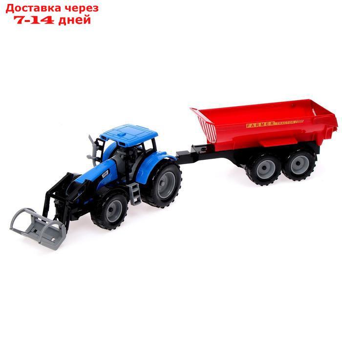 Трактор инерционный "Фермер", с прицепом, масштаб 1:32, МИКС - фото 2 - id-p136218440