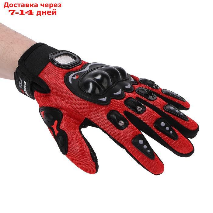 Перчатки для езды на мототехнике, с защитными вставками, пара, размер XL, красный - фото 3 - id-p143601028