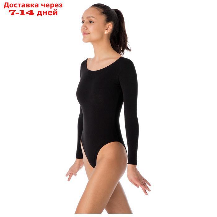 Купальник гимнастический, с длинным рукавом, размер 40, цвет чёрный - фото 1 - id-p115797358