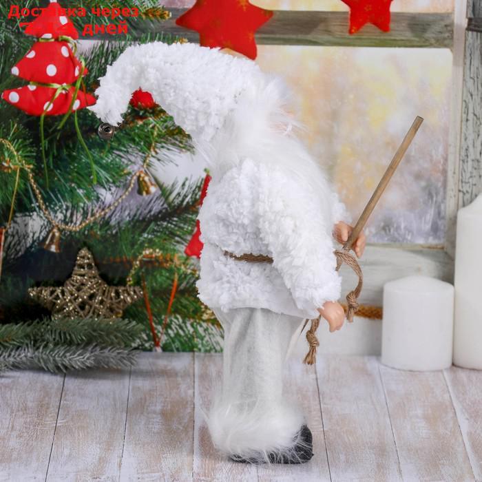 Дед Мороз в белой шубке с посохом 28 см - фото 4 - id-p181146100