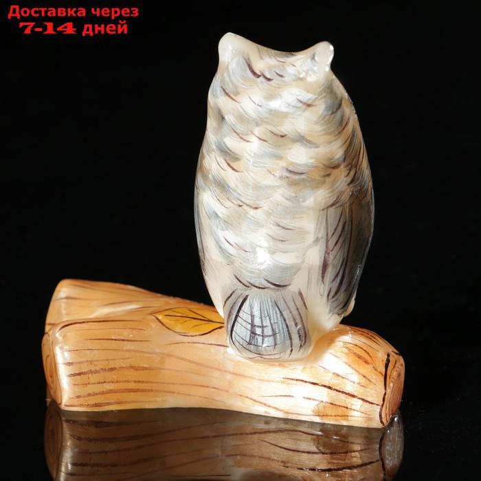 Сувенир "Сова на бревне". 8×3,5×7,5 см, селенит - фото 2 - id-p176442043