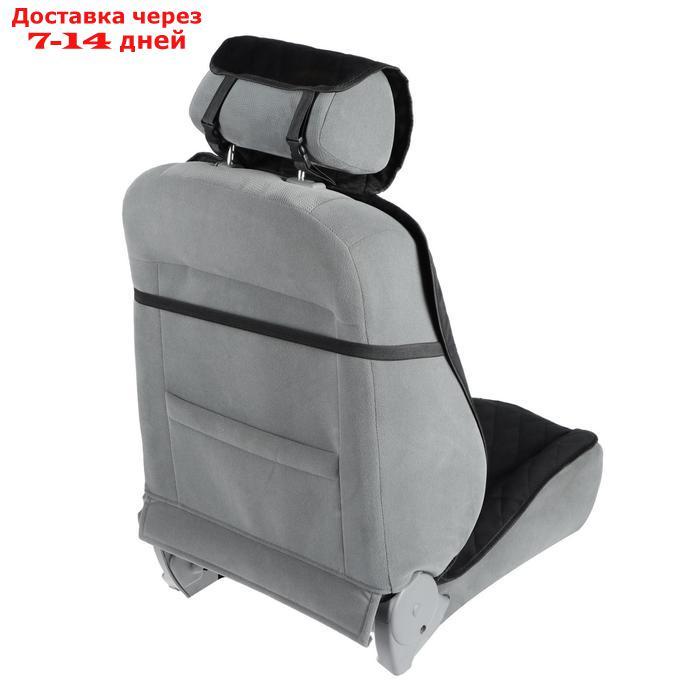Накидка на переднее сиденье, велюр, размер 55 х 150 см, черный - фото 3 - id-p136153380