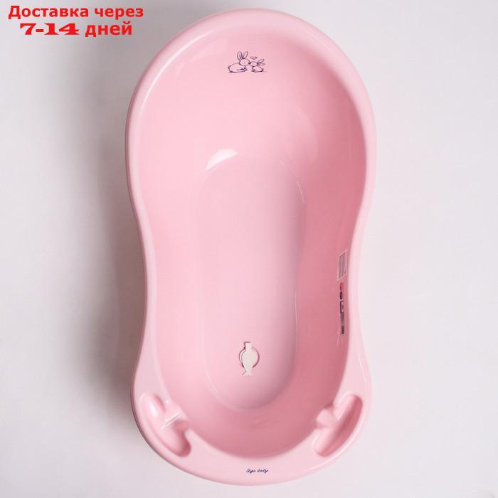 Ванна детская "Кролики" со сливом и термометром, 86 см, цвет розовый - фото 3 - id-p136216192