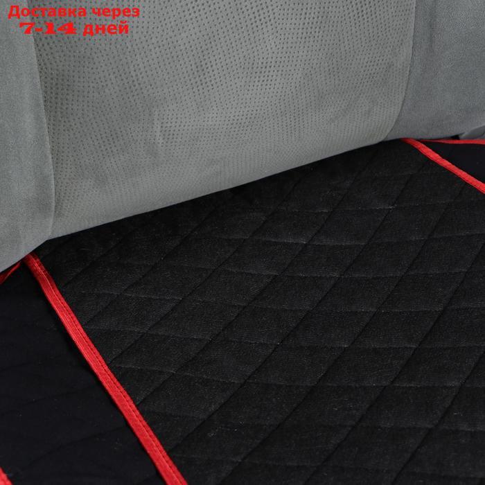 Накидка на переднее сиденье, велюр, размер 55 х 130 см, черный, с красным кантом - фото 5 - id-p136153386