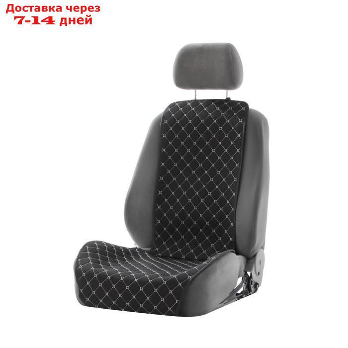 Накидка на переднее сиденье, лен, размер 55 х 130 см, черный, широкое сиденье - фото 1 - id-p136153391