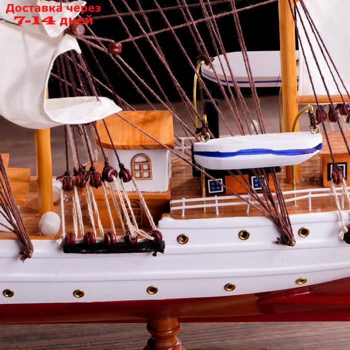 Корабль сувенирный "Проводник", 3 мачты, белый борт, чёрная подставка, белые паруса - фото 7 - id-p162857750