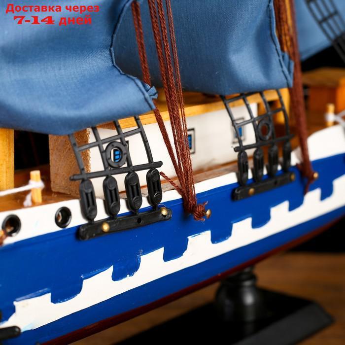 Корабль сувенирный средний "Всадник", паруса синие, микс, 43х8,5х39 см - фото 5 - id-p177341788