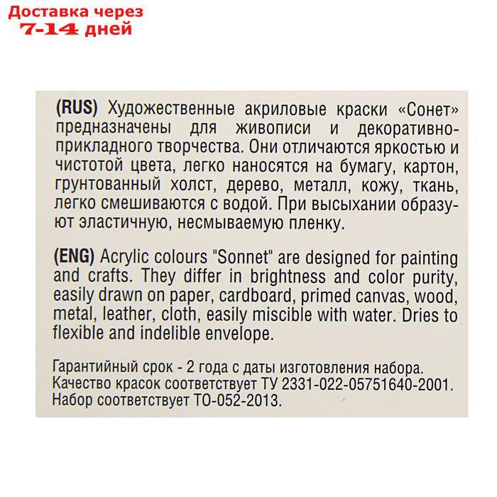 Набор художественных акриловых красок "Сонет", 12 цветов, 10 мл, в тубе - фото 2 - id-p168942038