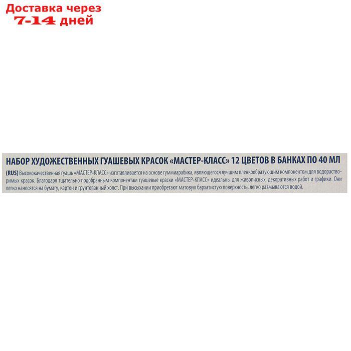 Гуашь художественная "Мастер-класс", набор, 12 цветов, 40 мл - фото 2 - id-p168942122