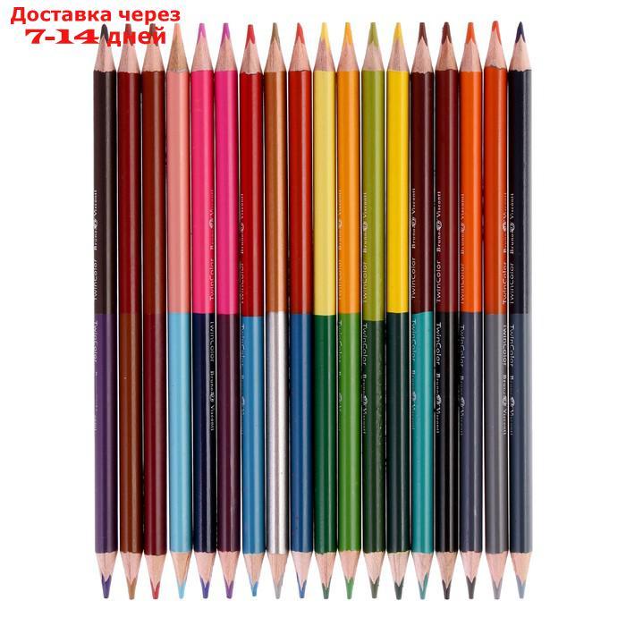 Карандаши цветные 36 цветов 18 штук Twincolor Happy, МИКС - фото 2 - id-p170660432