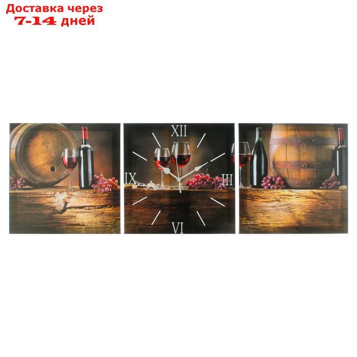 Часы настенные, серия: Интерьер, модульные "Вино", 35х110  см, микс